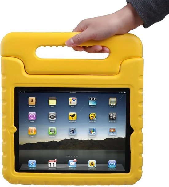 iPad 2/3/4 9.7 inch Hoesjes – Kinderhoes met Handvat – Standfunctie – Geel-Tablethoesjes-Ilumina Benelux