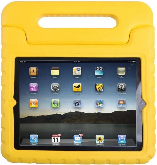 iPad 2/3/4 9.7 inch Hoesjes – Kinderhoes met Handvat – Standfunctie – Geel-Tablethoesjes-Ilumina Benelux
