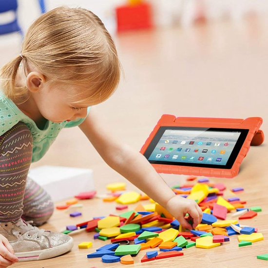 iPad 2/3/4 9.7 inch Hoesjes – Kinderhoes met Handvat – Standfunctie – Oranje-Tablethoesjes-Ilumina Benelux