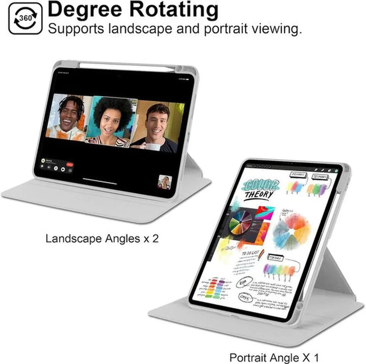 iPad Air 11 inch 2024/2025/2026 (M2/M3/M4) – Acryl Stand Case met Pencil-houder – Grijs-Tablethoesjes-Ilumina Benelux