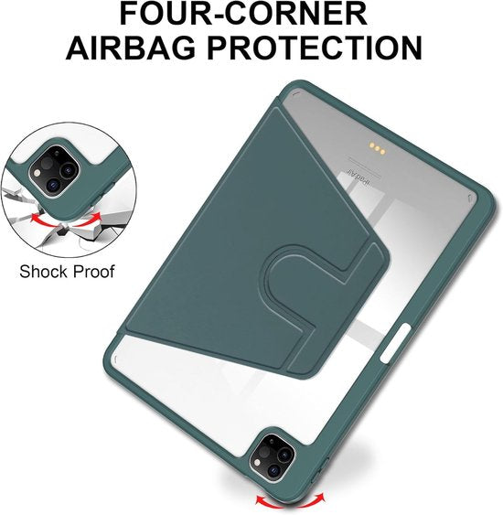 iPad Air 11 inch 2024/2025/2026 (M2/M3/M4) – Acryl stand case – Pencil-houder – Donkergroen-Tablethoesjes-Ilumina Benelux