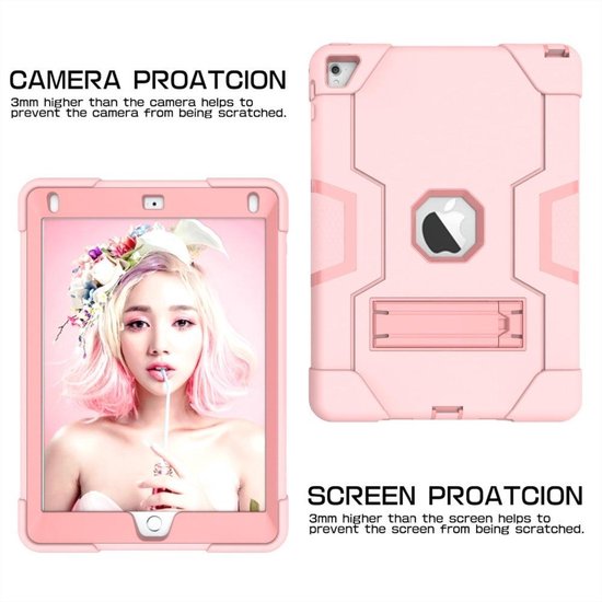 iPad Air 1/2 9.7 inch – Rugged Schokbestendig – Kickstand Standfunctie – Roze-Tablethoesjes-Ilumina Benelux