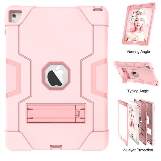 iPad Air 1/2 9.7 inch – Rugged Schokbestendig – Kickstand Standfunctie – Roze-Tablethoesjes-Ilumina Benelux