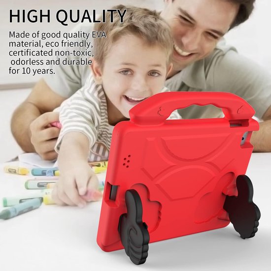 iPad Air 1/2 & Pro 9.7 & iPad 2017/2018 Hoesjes – Kidsproof – Handvat – Standfunctie – Rood-Tablethoesjes-Ilumina Benelux