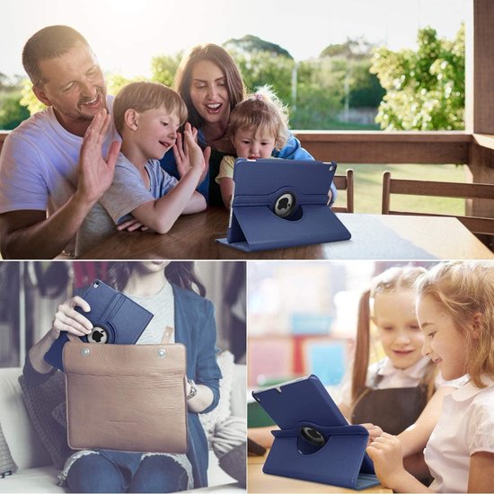 iPad Air 1/2 & iPad 2017/2018 9.7 Hoesjes – 360° draaibaar multi-stand – Screenprotector & stylus – Donkerblauw-Tablethoesjes-Ilumina Benelux