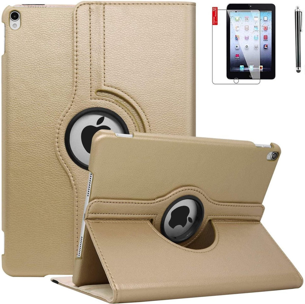iPad Air 1/2 & iPad 2017/2018 9.7 inch Hoesjes – 360° draaibaar multi-stand – Screenprotector & stylus – Goud-Tablethoesjes-Ilumina Benelux