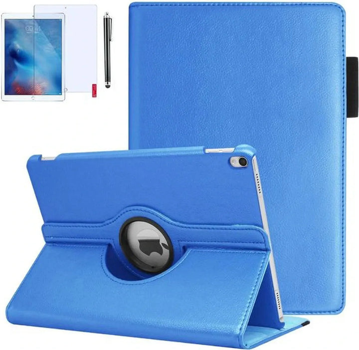 iPad Air 1/2 & iPad 2017/2018 9.7 inch Hoesjes – 360° draaibaar multi-stand – Screenprotector + stylus – Lichtblauw-Tablethoesjes-Ilumina Benelux