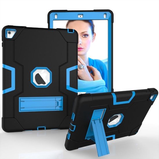 iPad Air 1/2 & iPad 2017/2018 9.7 inch Hoesjes – Schokbestendig Rugged Case – Kickstand – Blauw-Tablethoesjes-Ilumina Benelux