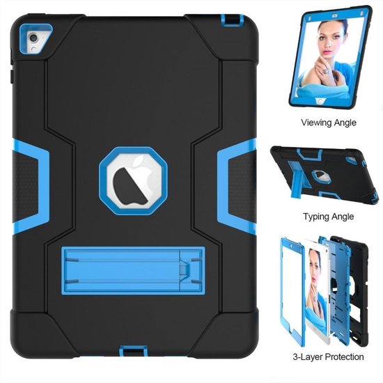 iPad Air 1/2 & iPad 2017/2018 9.7 inch – Rugged schokbestendig – Kickstand standfunctie – Blauw-Tablethoesjes-Ilumina Benelux