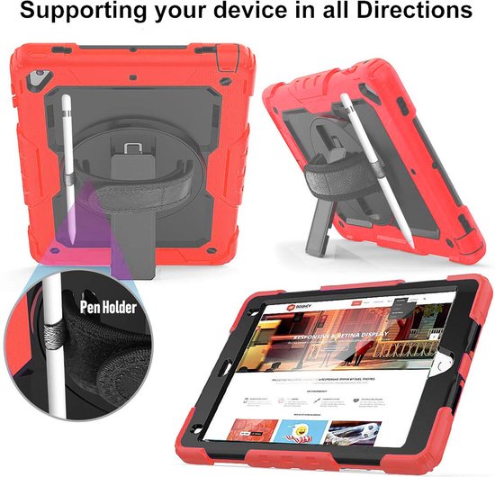 iPad Air 1/2 & iPad 9.7 2017/2018 – Extreme Armor Hoesjes – Schokbestendig – Screenprotector – Rood-Tablethoesjes-Ilumina Benelux