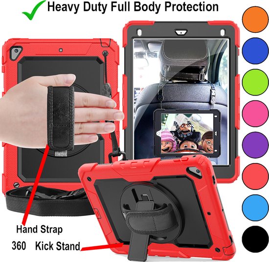 iPad Air 1/2 & iPad 9.7 2017/2018 – Extreme Armor Hoesjes – Schokbestendig – Screenprotector – Rood-Tablethoesjes-Ilumina Benelux