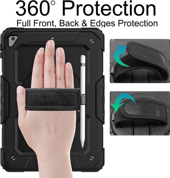 iPad Air 1/2 & iPad 9.7 2017/2018 Hoesjes – Schokbestendig Armor – Ingebouwde Screenprotector – Zwart-Tablethoesjes-Ilumina Benelux