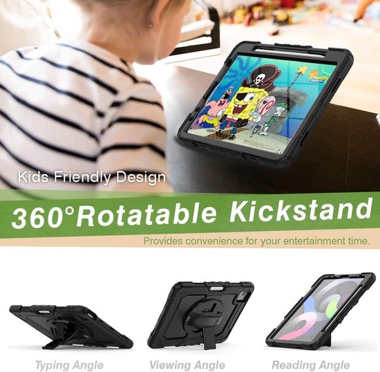 iPad Air 1/2 & iPad 9.7 2017/2018 Hoesjes – Schokbestendig Armor – Ingebouwde Screenprotector – Zwart-Tablethoesjes-Ilumina Benelux