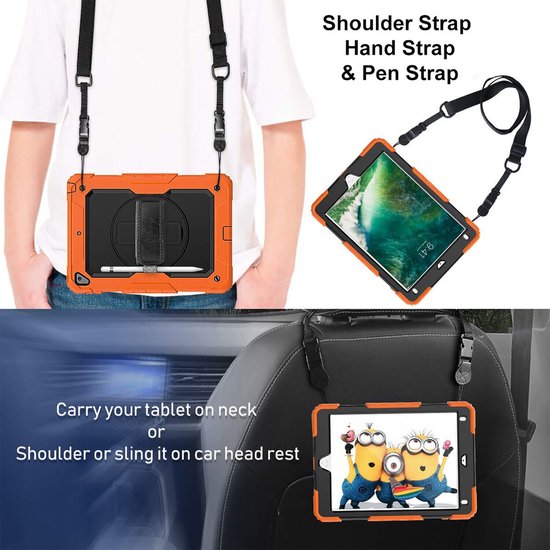 iPad Air 1/2 & iPad 9.7 2017/2018 Hoesjes – Schokbestendig Armor – Ingebouwde Screenprotector – Zwart-Tablethoesjes-Ilumina Benelux