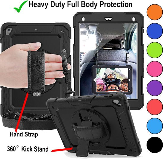 iPad Air 1/2 & iPad 9.7 2017/2018 Hoesjes – Schokbestendig Armor – Ingebouwde Screenprotector – Zwart-Tablethoesjes-Ilumina Benelux