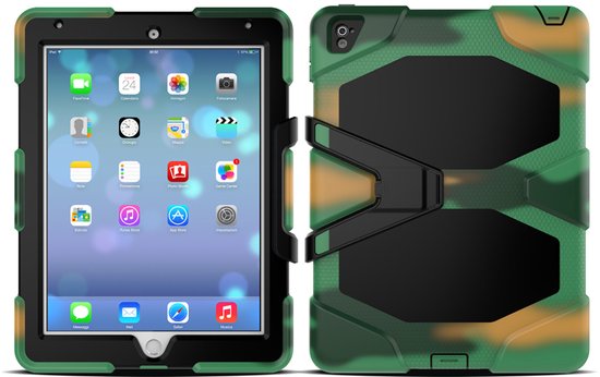iPad Air 1/2 & iPad 9.7 (2017/2018) – Rugged Hoesjes – Schokbestendig – Kickstand – Zwart-Tablethoesjes-Ilumina Benelux