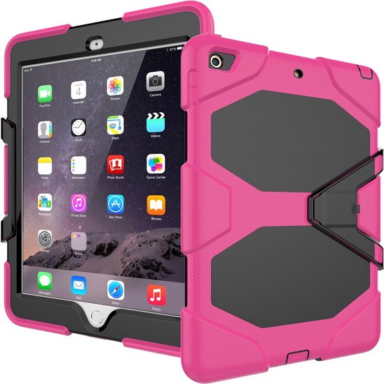 iPad Air 1/2 & iPad 9.7 (2017/2018) – Rugged schokbestendig – Kickstand standfunctie – Roze-Tablethoesjes-Ilumina Benelux