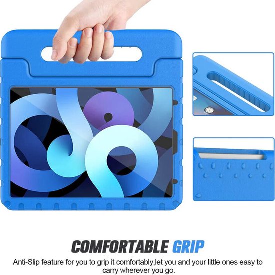 iPad Air 1/2 & iPad 9.7 (2017/2018) & iPad Pro 9.7 Hoesjes – Kidsproof – Handvat – Standfunctie – Blauw-Tablethoesjes-Ilumina Benelux