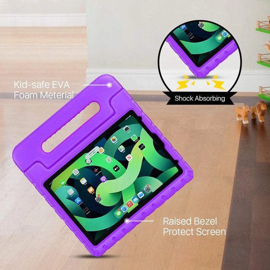iPad Air 1/2, iPad 9.7 (2017/2018), iPad Pro 9.7 Hoesjes – Kidsproof – Handvat – Standfunctie – Paars-Tablethoesjes-Ilumina Benelux