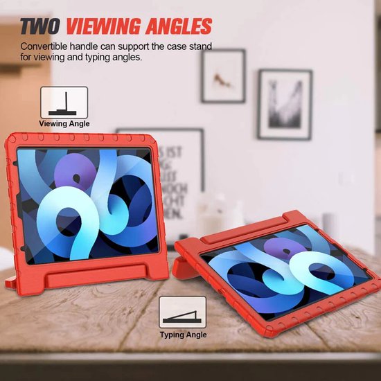 iPad Air 1/2, iPad 9.7 (2017/2018) & iPad Pro 9.7 Hoesjes – Kidsproof – Handvat – Standfunctie – Rood-Tablethoesjes-Ilumina Benelux