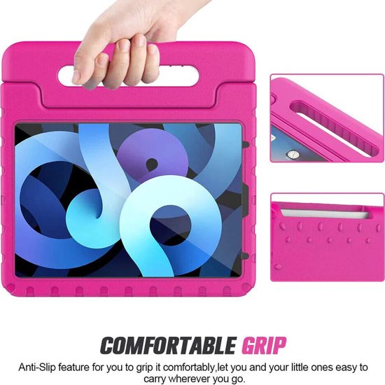 iPad Air 1/2 & iPad 9.7 (2017/2018) & iPad Pro 9.7 Hoesjes – Kidsproof – Handvat – Standfunctie – Roze-Tablethoesjes-Ilumina Benelux
