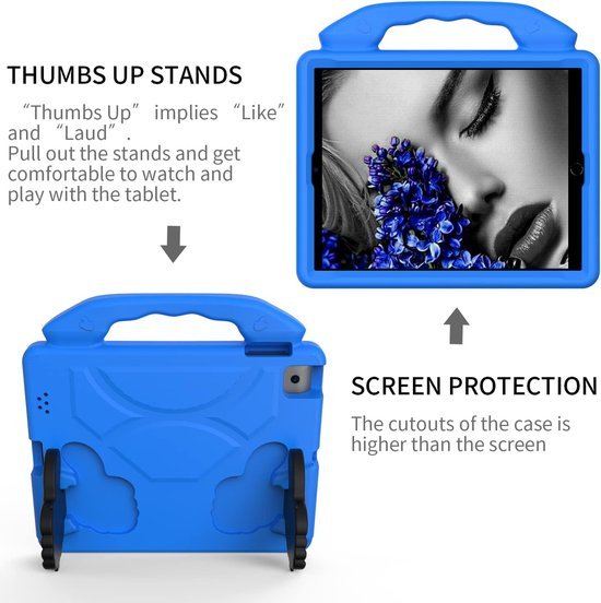 iPad Air 1/2 & iPad Pro 9.7 & iPad 2017/2018 Hoesjes – Kidsproof – Handvat – Standfunctie – Blauw-Tablethoesjes-Ilumina Benelux