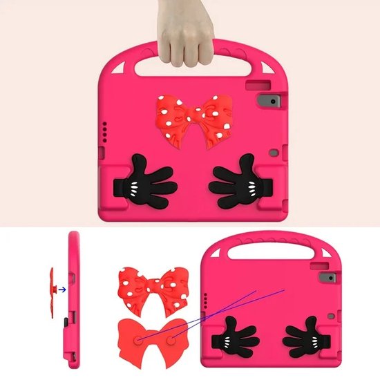 iPad Air 1/2 & iPad Pro 9.7 & iPad 2017/2018 Hoesjes – Kidsproof – Handvat – Standfunctie – Donkerroze-Tablethoesjes-Ilumina Benelux
