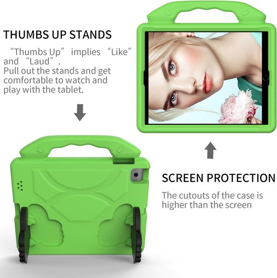 iPad Air 1/2 & iPad Pro 9.7 & iPad 2017/2018 Hoesjes – Kidsproof – Handvat – Standfunctie – Groen-Tablethoesjes-Ilumina Benelux