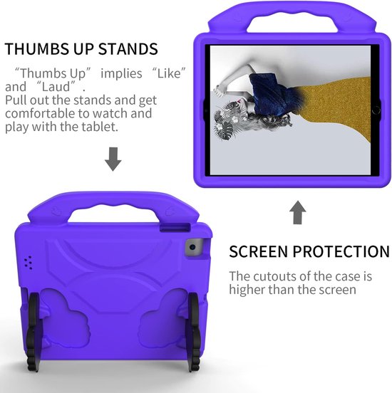 iPad Air 1/2 & iPad Pro 9.7 & iPad 2017/2018 Hoesjes – Kidsproof – Handvat – Standfunctie – Paars-Tablethoesjes-Ilumina Benelux