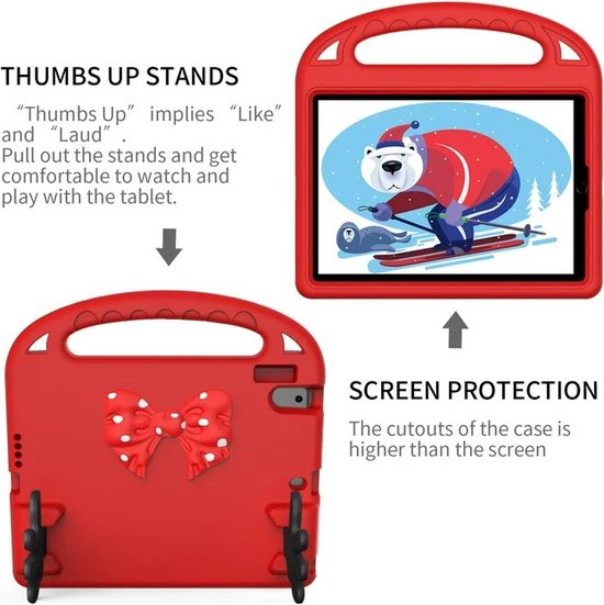 iPad Air 1/2, iPad Pro 9.7, iPad 2017/2018 Hoesjes – Kidsproof – Handvat – Standfunctie – Rood-Tablethoesjes-Ilumina Benelux