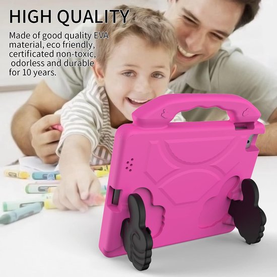 iPad Air 1/2 & iPad Pro 9.7 & iPad 2017/2018 Hoesjes – Kidsproof – Handvat – Standfunctie – Roze-Tablethoesjes-Ilumina Benelux