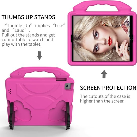 iPad Air 1/2 & iPad Pro 9.7 & iPad 2017/2018 Hoesjes – Kidsproof – Handvat – Standfunctie – Roze-Tablethoesjes-Ilumina Benelux
