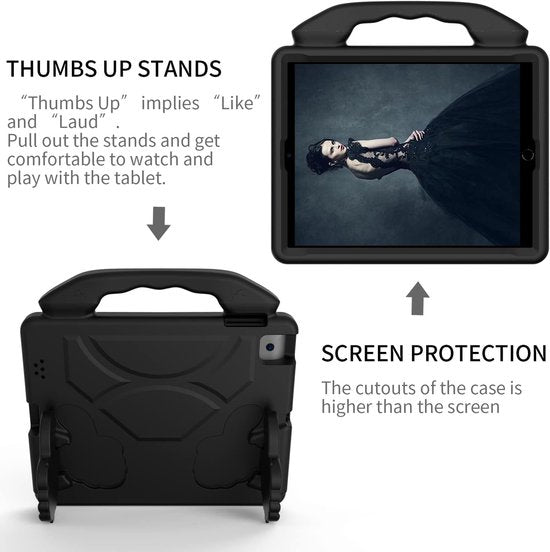 iPad Air 1/2 & iPad Pro 9.7 & iPad 2017/2018 Hoesjes – Kidsproof – Handvat – Standfunctie – Zwart-Tablethoesjes-Ilumina Benelux