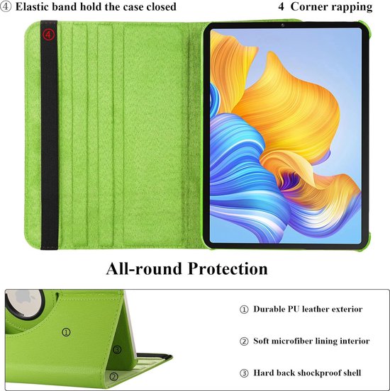 iPad Air 13 inch (2025/2024) & iPad Air 6 (2024) Hoesjes – 360° draaibaar multi-stand – Groen-Tablethoesjes-Ilumina Benelux