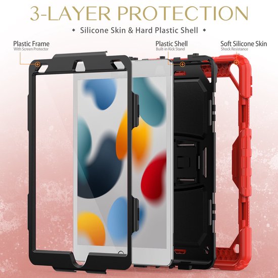 iPad Air 3 / iPad Pro 10.5 (2017) – Robuust Armor – Pencilhouder – Screenprotector & standaard – Rood-Tablethoesjes-Ilumina Benelux