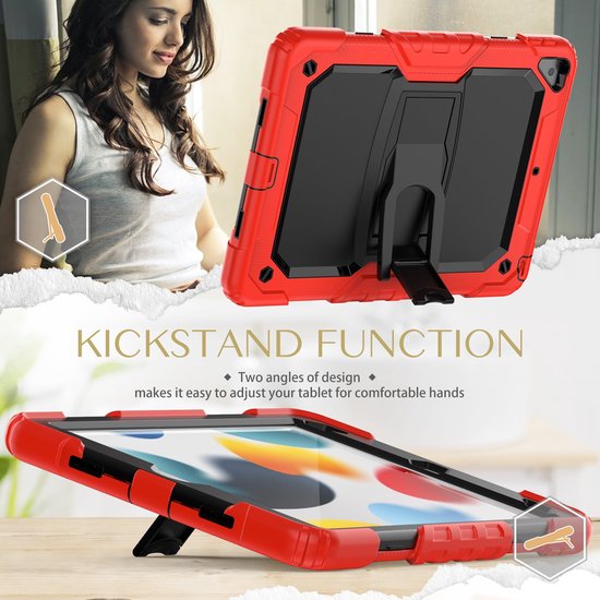 iPad Air 3 / iPad Pro 10.5 (2017) – Robuust Armor – Pencilhouder – Screenprotector & standaard – Rood-Tablethoesjes-Ilumina Benelux