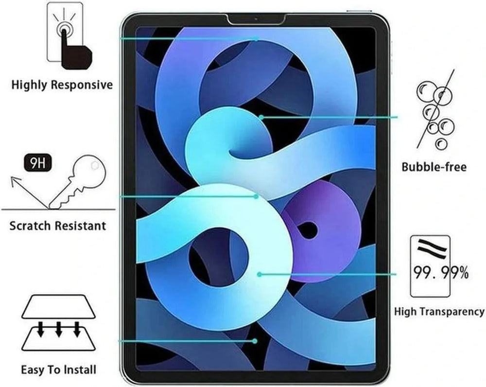 iPad Air 4 10.9 (2020) Screenprotector Full Cover Screenprotector Gehard 9H – 2 Stuks-Ilumina Benelux