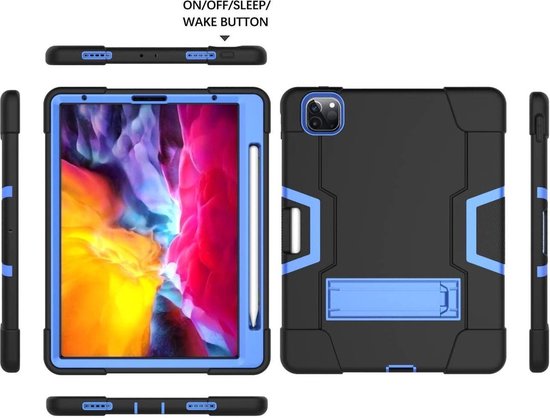 iPad Air 5 / Air 4 / iPad Air 11 inch 2024/2025/2026 (M2/M3/M4) – Rugged Schokbestendig – Kickstand Standfunctie – Blauw-Tablethoesjes-Ilumina Benelux