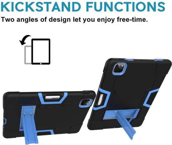 iPad Air 5 / Air 4 / iPad Air 11 inch 2024/2025/2026 (M2/M3/M4) – Rugged Schokbestendig – Kickstand Standfunctie – Blauw-Tablethoesjes-Ilumina Benelux