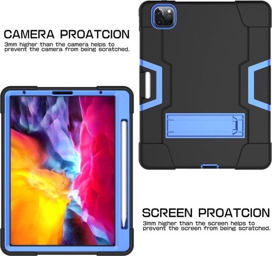 iPad Air 5 / Air 4 / iPad Air 11 inch 2024/2025/2026 (M2/M3/M4) – Rugged Schokbestendig – Kickstand Standfunctie – Blauw-Tablethoesjes-Ilumina Benelux