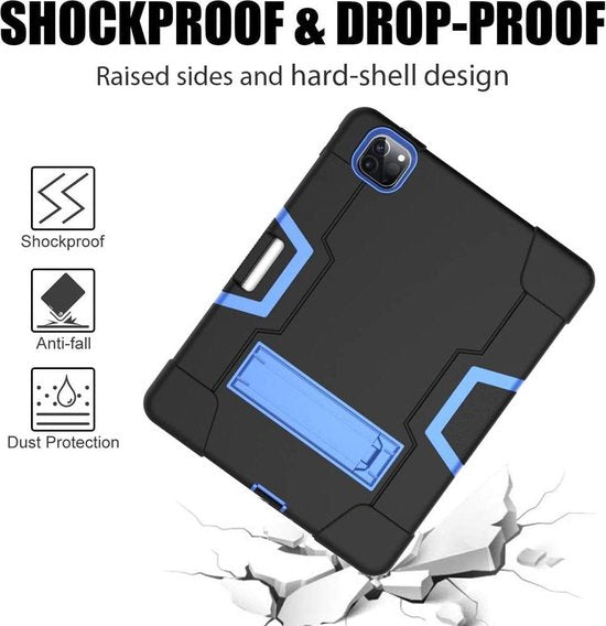 iPad Air 5 / Air 4 / iPad Air 11 inch 2024/2025/2026 (M2/M3/M4) – Rugged Schokbestendig – Kickstand Standfunctie – Blauw-Tablethoesjes-Ilumina Benelux