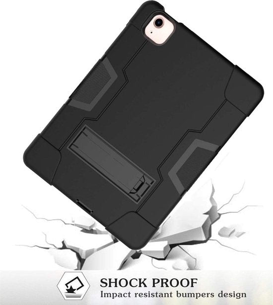 iPad Air 5 / Air 4 / iPad Air 11 inch 2024/2025/2026 (M2/M3/M4) – Rugged schokbestendig – Kickstand – Zwart-Tablethoesjes-Ilumina Benelux