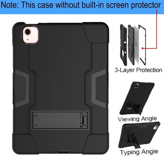 iPad Air 5 / Air 4 / iPad Air 11 inch 2024/2025/2026 (M2/M3/M4) – Rugged schokbestendig – Kickstand – Zwart-Tablethoesjes-Ilumina Benelux