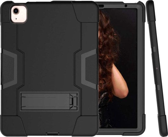 iPad Air 5 / Air 4 / iPad Air 11 inch 2024/2025/2026 (M2/M3/M4) – Rugged schokbestendig – Kickstand – Zwart-Tablethoesjes-Ilumina Benelux