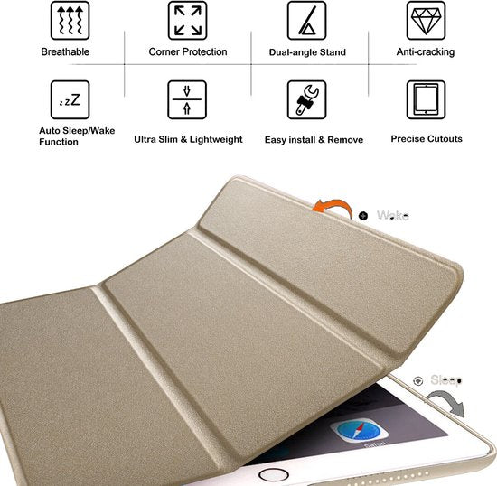 iPad Air 5 / Air 4 / iPad Air 11 inch 2024/2025/2026 (M2/M3/M4) – Ultraslank Tri-Fold Smart Cover – Standfunctie – Goud-Tablethoesjes-Ilumina Benelux