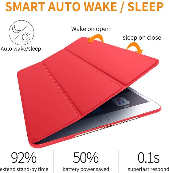 iPad Air 5 / Air 4 / iPad Air 11 inch 2024/2025/2026 (M2/M3/M4) – Ultraslank Tri-Fold Smart Cover – Standfunctie – Rood-Tablethoesjes-Ilumina Benelux