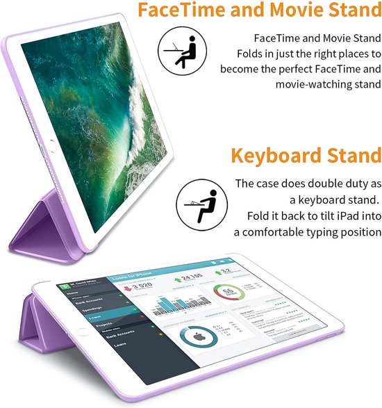 iPad Air 5 / Air 4 / iPad Air 11 inch 2024/2025/2026 (M2/M3/M4) – Ultraslank Tri-Fold – Standfunctie – Paars-Tablethoesjes-Ilumina Benelux
