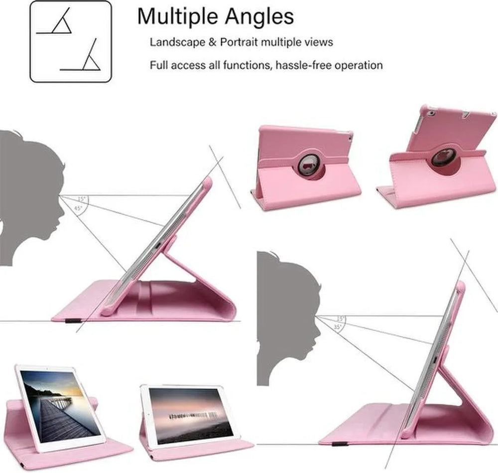 iPad Mini 1/2/3 7.9 inch Hoesjes – 360° draaibaar – Multi-stand standfunctie – Lichtroze-Tablethoesjes-Ilumina Benelux