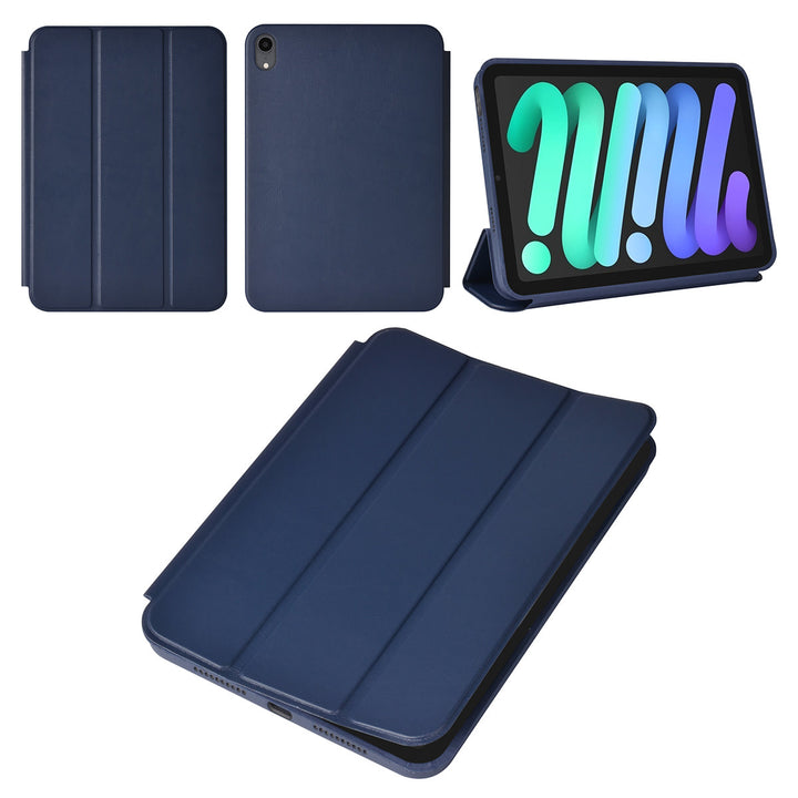 iPad Mini 6 2021 & iPad Mini 7 2024 Book Case Tablethoes - DonkerBlauw - Smart Case-Tablethoesjes-Ilumina Benelux