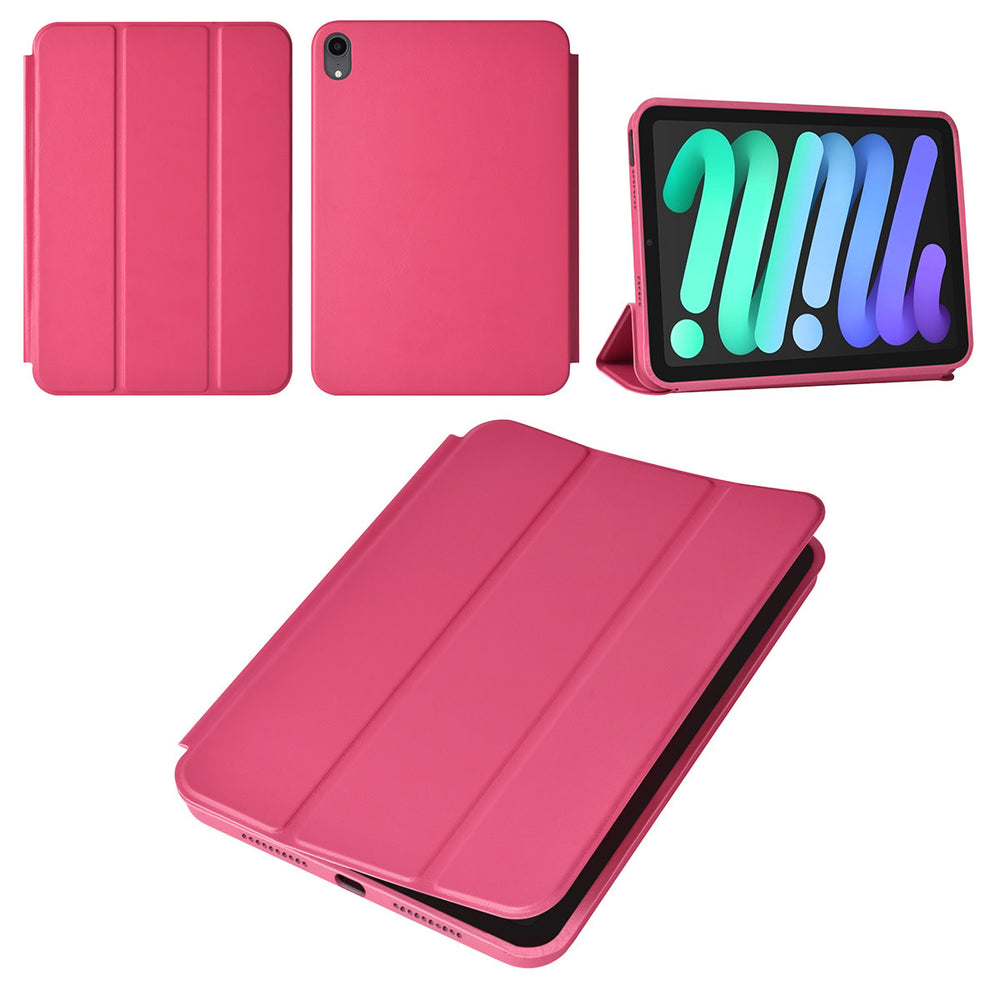 iPad Mini 6 2021 & iPad Mini 7 2024 Book Case Tablethoes - Felroze - Smart Case-Tablethoesjes-Ilumina Benelux